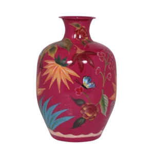 Vaas handgeschilderd fuchsia emaille 33x33x49